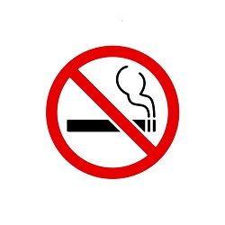 Verbodsbord met rode cirkel en streep over een sigaret. Roken is niet toegestaan.