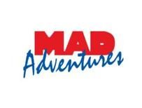 Text logo: "Mad Adventures" in bold red and blue letters on a white background.