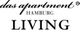 Schwarzer Text "das apartment HAMBURG LIVING" auf weißem Hintergrund in verschiedenen Schriftarten.
