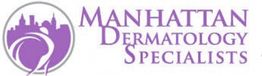 Logo of Manhattan Dermatology Specialists with cityscape and stylized figure in purple.