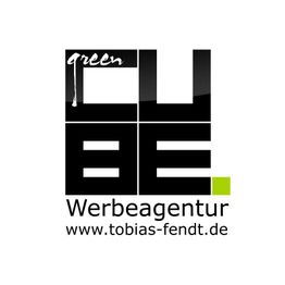 Logo der Green CUBE Werbeagentur mit Webseite: www.tobias-fendt.de