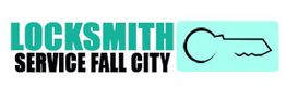 "Logo of Locksmith Service Fall City with a key icon on a turquoise background."