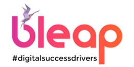 Logo with "bleap" text and hashtag #digitalsuccessdrivers, featuring a stylized bird design.