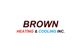 Brown Heating & Cooling Inc. logo with red, brown, and blue text.