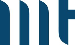 Teil eines blauen Logos auf weißem Hintergrund.