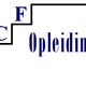 Logo met tekst "VCF Opleidingen" op een trapvormige achtergrond.