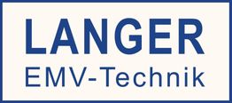 Blaues Logo mit der Aufschrift "LANGER EMV-Technik".