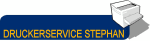 Logo von "Druckerservice Stephan" mit einem stilisierten Drucker auf blauem Hintergrund.