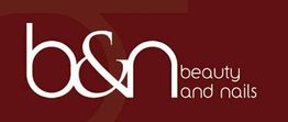 Logo: "b&n beauty and nails" auf rotem Hintergrund.