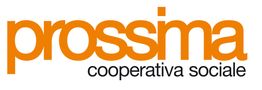 Logo con testo: "Prossima cooperativa sociale" in arancione e nero su sfondo bianco.