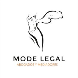 Silueta artística de cuerpo, texto "Mode Legal: Abogados y Mediadores" abajo.