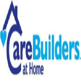 Logo reading "CareBuilders at Home" with a house roof and heart icon.