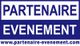 Texte bleu : "PARTENAIRE EVENEMENT". Site web en bas : www.partenaire-evenement.com.