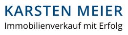 Text: "Karsten Meier, Immobilienverkauf mit Erfolg" in blauer und schwarzer Schrift.