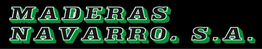 Texto: "MADERAS NAVARRO, S.A." en letras verdes sobre un fondo negro.