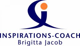Logo mit stilisierter Figur und Text "Inspirations-Coach Brigitta Jacob".