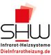 Logo von SHW mit rotem Quadrat, Text: "Infrarot-Heizsysteme" und "DieInfrarotheizung.de".
