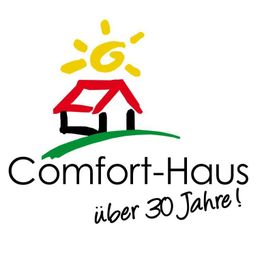Logo von Comfort-Haus mit Sonne und Haus, Text "über 30 Jahre".