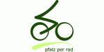 Grünes Fahrradsymbol mit dem Text "pfalz per rad" darunter.