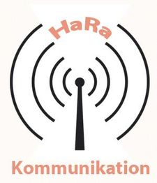 Logo mit einer stilisierten Funkantenne, darüber "HaRa", darunter "Kommunikation".
