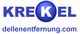 Blaues Logo mit dem Wort "KREKEL" und der Website "dellentfernung.com" in Blau.