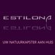 Estilona logo op paarse achtergrond met tekst "Uw natuurkapster aan huis".