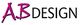 Logo mit dem Text "AB DESIGN", "AB" in pink und kunstvoll, "DESIGN" in Schwarz.