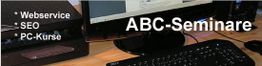 Computerarbeitsplatz mit Text: ABC-Seminare, Webservice, SEO, PC-Kurse.