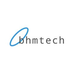 Logo mit blauem Oval und dem Text "bhmtech" in schwarzer Schrift auf weißem Hintergrund.