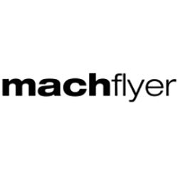 Logo mit schwarzem Text "machflyer" auf weißem Hintergrund.