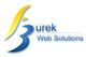 Logo mit gelb-blauem Design, Text: "Burek Web Solutions".