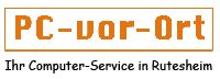 Textlogo "PC-vor-Ort" mit Untertitel "Ihr Computer-Service in Rutesheim".