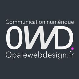 Logo Opalewebdesign.fr, texte "Communication numérique" sur fond sombre.