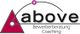 Logo mit rotem Dreieck, Kreis und dem Text: "above Bewerberberatung Coaching".