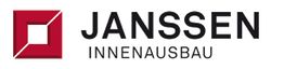Rotes Quadrat neben dem Text "JANSSEN INNENAUSBAU" auf weißem Hintergrund.