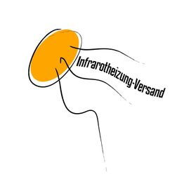 Gelbes Oval mit geschwungenen Linien, daneben der Text: "Infrarotheizung-Versand".