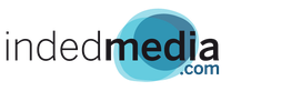 Logo de indedmedia.com con texto negro y un círculo azul de fondo.