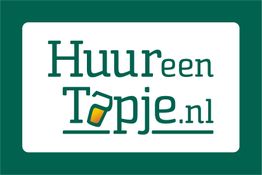 Groene logo met de tekst "Huur een Tapje.nl" en een biertapicoon in de letter T.
