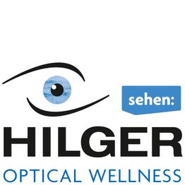 Logo mit stilisiertem Auge, Text: "sehen: HILGER OPTICAL WELLNESS".