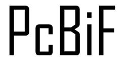 Schwarzer Text "PcBiF" in modernem, schlankem Font auf weißem Hintergrund.