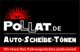 Logo von Pollat.de, Auto-Scheibe-Tönen mit rotem Sonnenmotiv, Slogan: "Wir tönen professionell."