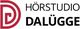 Logo des Hörstudios Dalügge mit rotem D-Symbol links und schwarzem Text rechts.