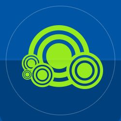 Green concentric circles on a blue background.