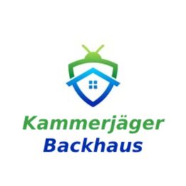Logo mit Insekt, Schild und Haus. Text: Kammerjäger Backhaus.