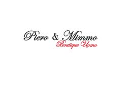 Testo elegante: "Piero & Mimmo, Boutique Uomo" su sfondo bianco.