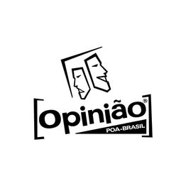 Logotipo do Opinião, com duas faces estilizadas acima do texto "Opinião POA-Brasil".