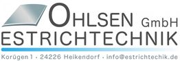 Logo von Ohlsen Estrichtechnik GmbH mit Adresse in Heikendorf und einer E-Mail-Adresse.