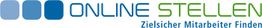 Logo mit Schriftzug: "ONLINE STELLEN - Zielsicher Mitarbeiter Finden" in Blau und Grün.
