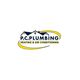 Logo of P.C. Plumbing, Heating & Air Conditioning with house roof and yellow swoosh design.