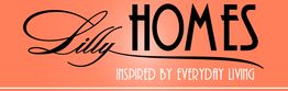 "Lilly Homes logo with 'Inspired by Everyday Living' slogan, on an orange background."